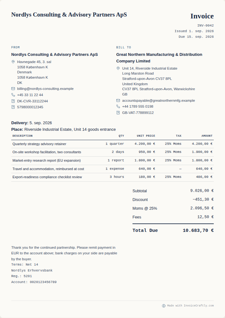 Compact invoice design preview