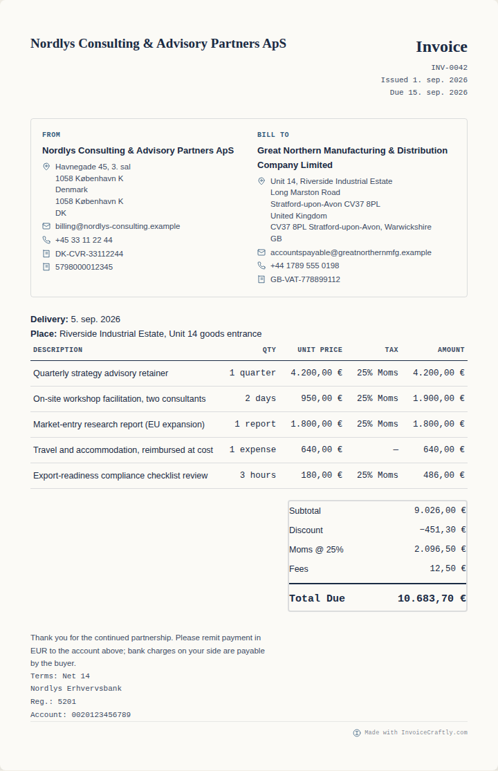 Corporate invoice design preview