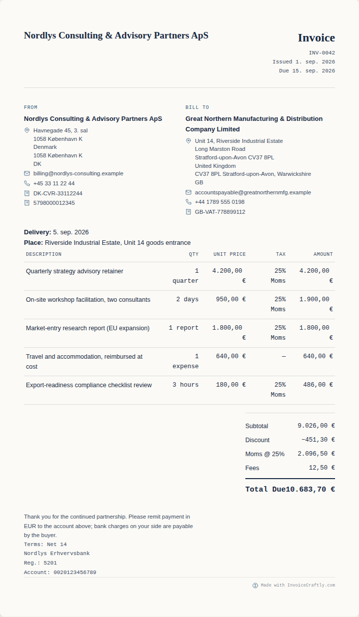 Nordic invoice design preview
