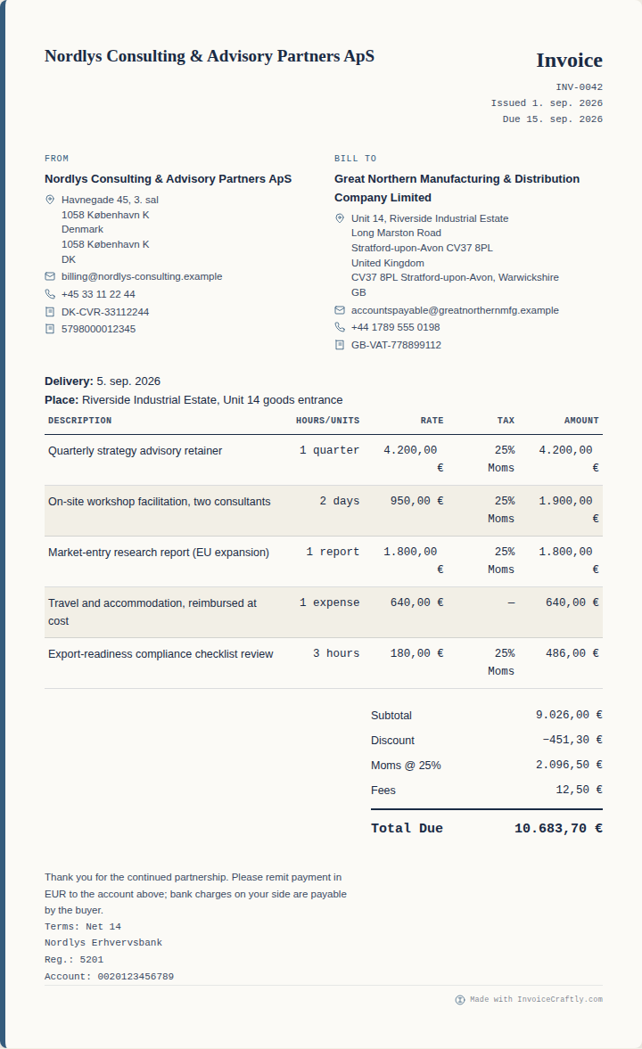 Trades invoice design preview